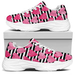 Black And White Striped Heart Print White Chunky Shoes