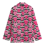 Black And White Striped Heart Print Women's Blazer