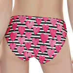 Black And White Striped Heart Print Women's Panties