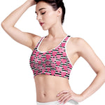 Black And White Striped Heart Print Women's Sports Bra