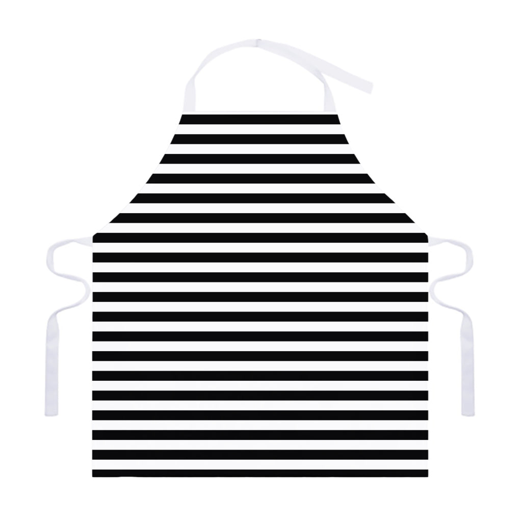 Black And White Striped Pattern Print Adjustable Apron