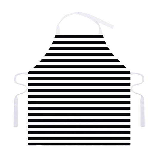 Black And White Striped Pattern Print Adjustable Apron