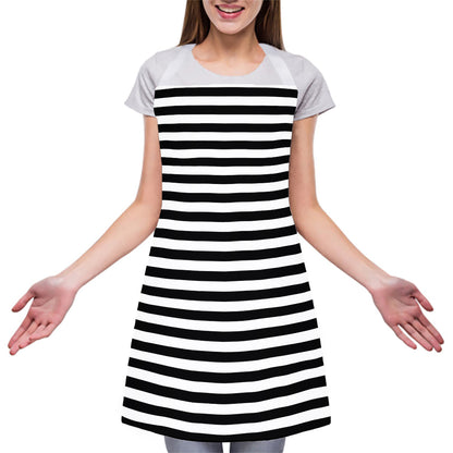 Black And White Striped Pattern Print Adjustable Apron