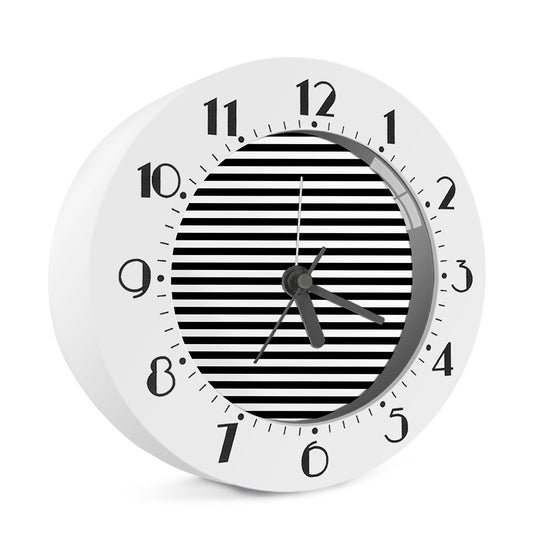 Black And White Striped Pattern Print Alarm Clock