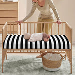 Black And White Striped Pattern Print Baby Crib Sheet