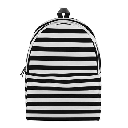 Black And White Striped Pattern Print Backpack