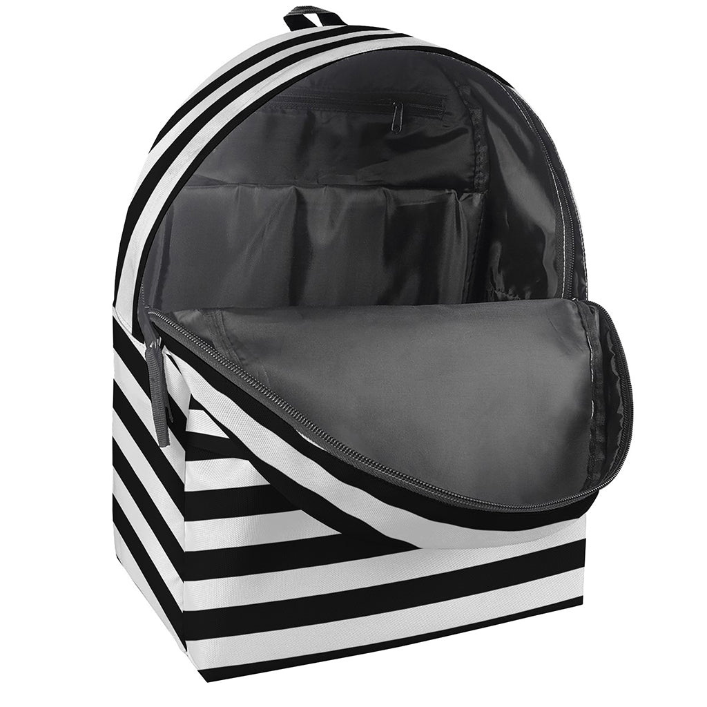 Black And White Striped Pattern Print Backpack