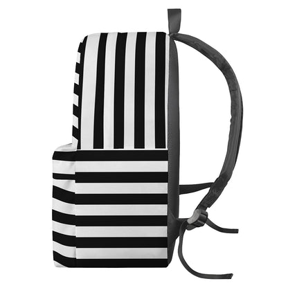 Black And White Striped Pattern Print Backpack