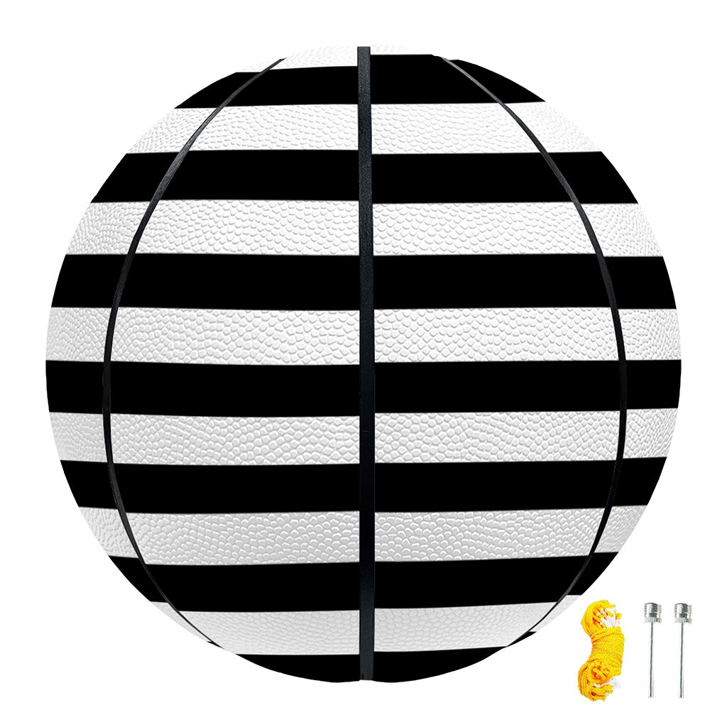 Black And White Striped Pattern Print Basketball