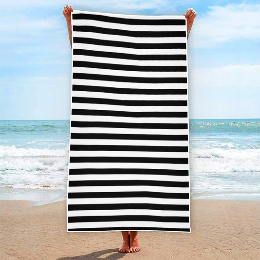 Black And White Striped Pattern Print Beach Towel