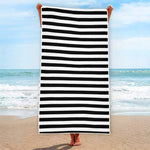 Black And White Striped Pattern Print Beach Towel