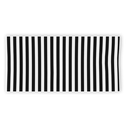 Black And White Striped Pattern Print Beach Towel
