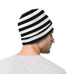 Black And White Striped Pattern Print Beanie