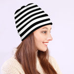 Black And White Striped Pattern Print Beanie