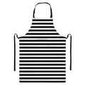 Black And White Striped Pattern Print Bib Apron With Pocket