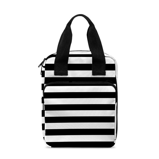 Black And White Striped Pattern Print Bible Tote Bag