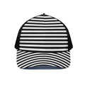 Black And White Striped Pattern Print Black Mesh Trucker Hat