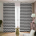 Black And White Striped Pattern Print Blackout Pencil Pleat Curtains