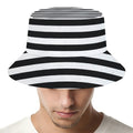 Black And White Striped Pattern Print Bucket Hat
