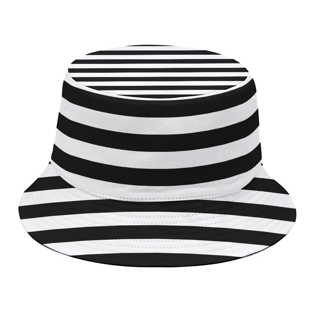 Black And White Striped Pattern Print Bucket Hat