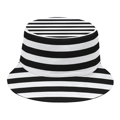 Black And White Striped Pattern Print Bucket Hat