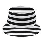 Black And White Striped Pattern Print Bucket Hat