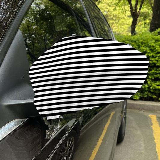 Black And White Striped Pattern Print Car Side Mirror Covers