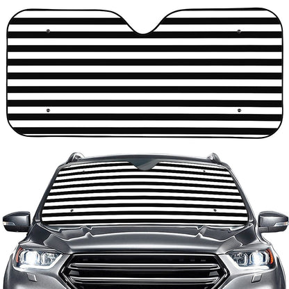 Black And White Striped Pattern Print Car Windshield Sun Shade