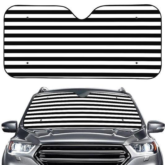 Black And White Striped Pattern Print Car Windshield Sun Shade