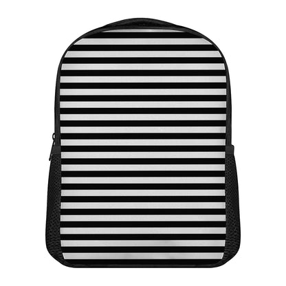 Black And White Striped Pattern Print Casual Backpack