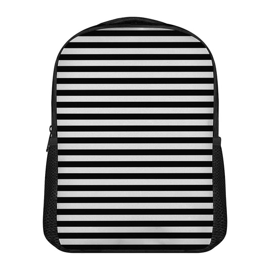 Black And White Striped Pattern Print Casual Backpack
