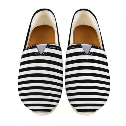 Black And White Striped Pattern Print Casual Shoes
