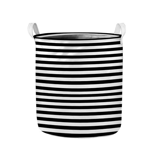 Black And White Striped Pattern Print Collapsible Laundry Basket