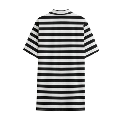 Black And White Striped Pattern Print Cotton Hawaiian Shirt