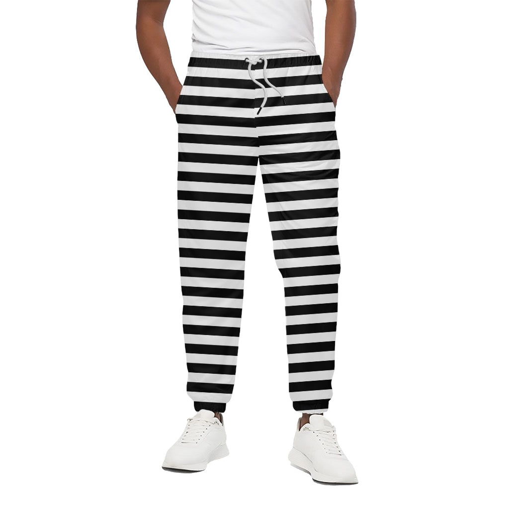 Black And White Striped Pattern Print Cotton Pants