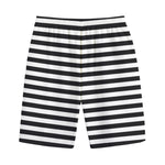 Black And White Striped Pattern Print Cotton Shorts