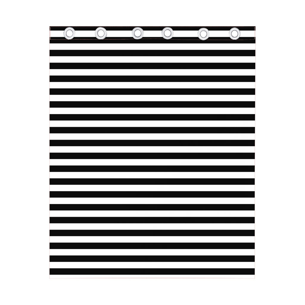 Black And White Striped Pattern Print Curtain