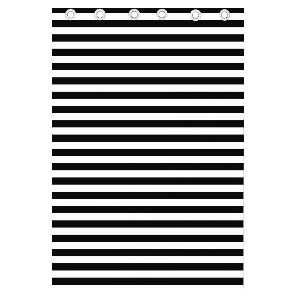Black And White Striped Pattern Print Curtain