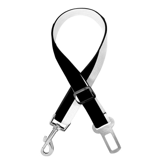 Black And White Striped Pattern Print Dog Seat Belt