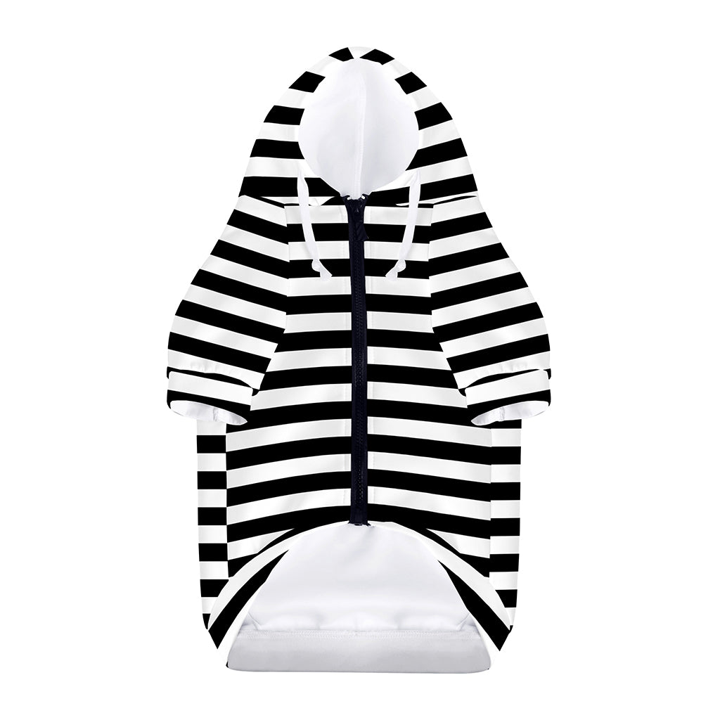 Black And White Striped Pattern Print Dog Zip Up Hoodie