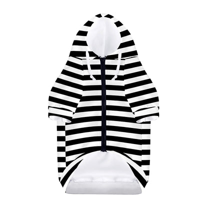 Black And White Striped Pattern Print Dog Zip Up Hoodie