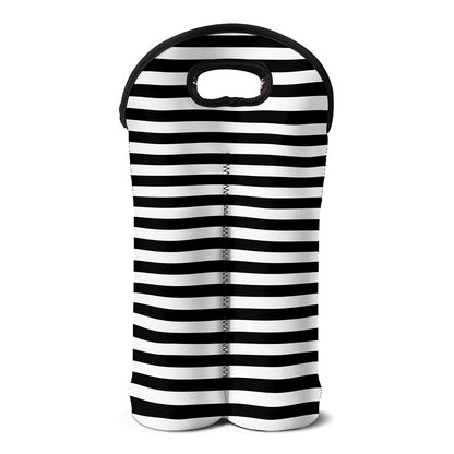 Black And White Striped Pattern Print Double Neoprene Wine Tote