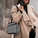 Black And White Striped Pattern Print Double Strap Bible Bag