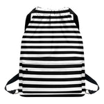 Black And White Striped Pattern Print Drawstring Backpack