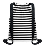 Black And White Striped Pattern Print Drawstring Backpack