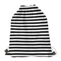 Black And White Striped Pattern Print Drawstring Bag