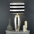 Black And White Striped Pattern Print Drum Lamp Shade