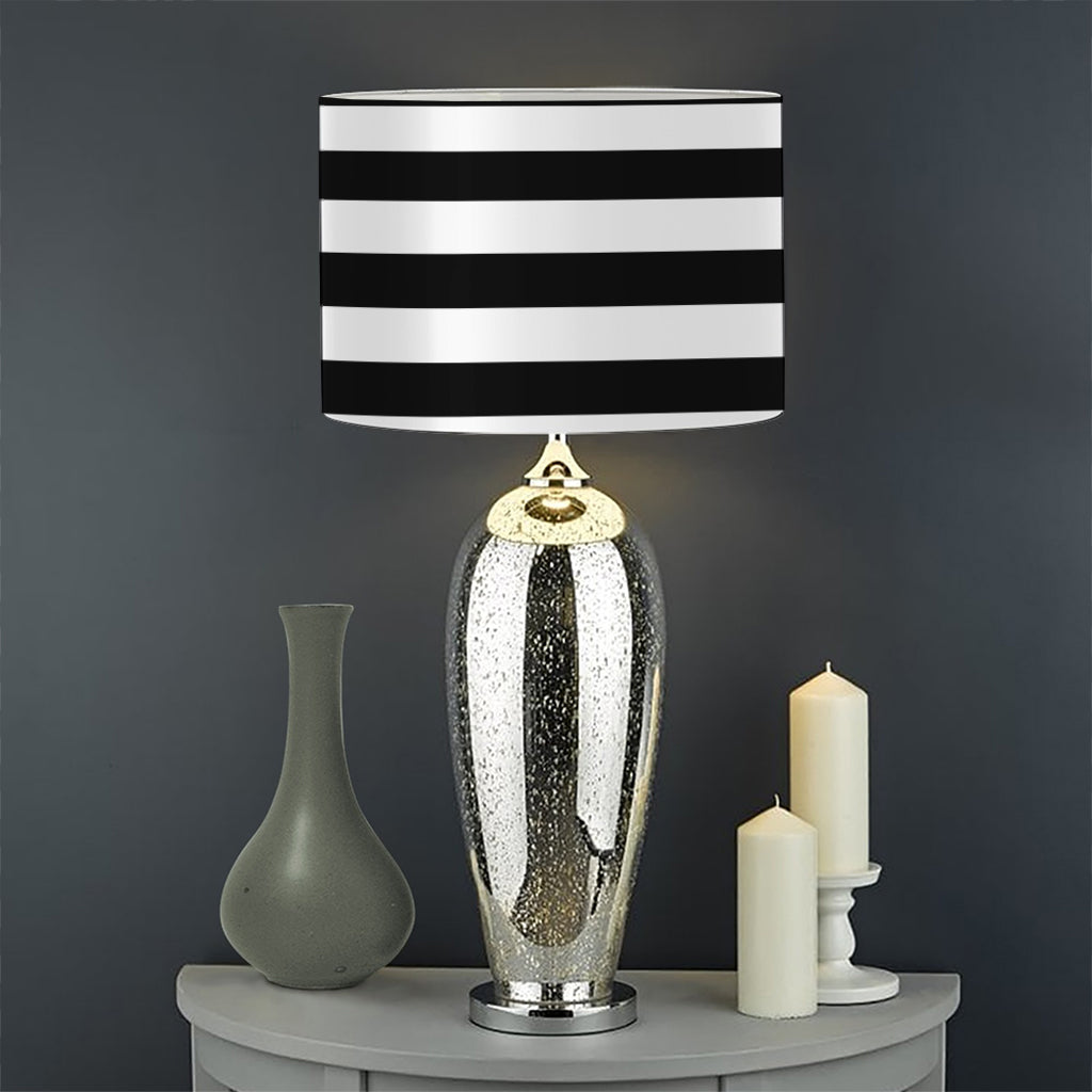 Black And White Striped Pattern Print Drum Lamp Shade