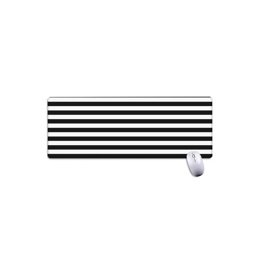 Black And White Striped Pattern Print Extended Mouse Pad