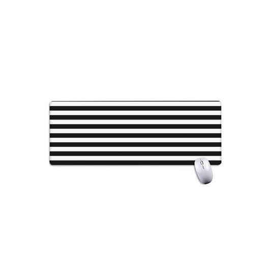 Black And White Striped Pattern Print Extended Mouse Pad